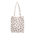 Sac fourre-tout minimaliste en velours côtelé blanc avec motifs de fraises fraîches - Fraise Blanc