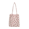 Sac fourre-tout en velours côtelé rose avec motif fraise et anses douces de loisirs - Fraise Rose