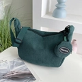 Dark green corduroy crossbody hobo bag with a matching small round coin purse - Dark Green