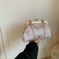 Pink silk embroidery handbag with butterfly floral patterns and gold chain strap - Pattern 5 (Butterfly And Flower)