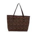 Chic leopard print tote bag with brown handles and gold rivet accents for daily commute - Brown
