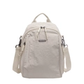 Mochila versátil de nailon gris claro impermeable con correas ajustables y bolsillo - Blanco Roto