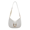 Chic sac porté épaule croissant blanc avec détails dorés et chaîne en cuir mat - Blanc