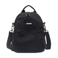 Mochila multifuncional de nailon negro con placa de metal Jing Pin y cremalleras - Negro
