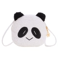 Süße Panda-Plüsch-Umhängetasche aus Fleece mit goldenem Blumenanhänger für Damen - Weiß