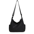 Bolso bandolera minimalista de nailon negro mate con correa ajustable y varios bolsillos - Negro