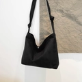 Minimalist black matte suede tote bag with stylish knot details for daily commuting - Black