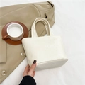 Minimalist cream white tote bag with textured faux leather for daily commuting women - White
