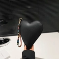 Sac à main noir en cuir en forme de cœur avec dragonne colorée lettrage LOVE femme - Noir