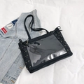 Schwarze japanische Ita-Tasche mit klarem Sichtfenster und seitlichen Bandschleifen - Schwarz