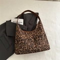 Borsa tote in pelle scamosciata maculata con tracolla in pelle marrone stile hobo - Marrone