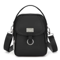 Borsa verticale nera in nylon per cellulare con tracolla regolabile per donna - Nero