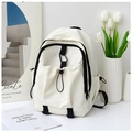 Off-white nylon school backpack with black contrast straps and a POLUCONI logo print - White