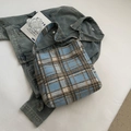 Vintage blauwe geruite draagtas van zachte wol voor casual herfst- en winterstijl mode - Blauw