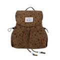 Zaino in velluto a coste marrone con motivi a cuori e fiocchi neri e design con coulisse - Marrone