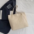 Minimalist beige crocodile pattern tote bag with large capacity and shoulder strap - Off White