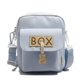 Cute light blue canvas crossbody bag with small bear charm and adjustable shoulder strap - Blue (BX Series)