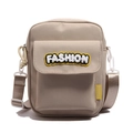 Japanese style khaki canvas small crossbody bag with cute fashion patch and adjustable strap - Khaki (Fashion Series)