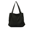 Grand sac cabas noir en nylon avec étiquette tendance et deux bandoulières - Noir