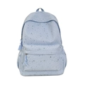 Détail du sac à dos bleu clair à motifs d'étoiles avec poche avant et poches latérales - Sans pendentif / Bleu