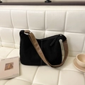 Borsa tote retrò in pelle scamosciata nera con tracolla in pelle marrone e cuciture - Nero