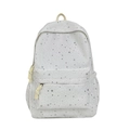 Zaino bianco con stampa a stelle argentate e dettagli in corda gialla stile casual - Senza Ciondolo / Bianco