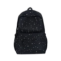 Zaino casual in tela nera con motivo a stelle e spaziosa tasca frontale con zip - Senza Ciondolo / Nero