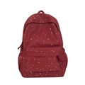 Zaino per studenti bordeaux con motivi a stelle bianche e tasche multiple con zip - Senza Ciondolo / Rosso