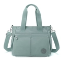 Borsa a tracolla capiente in nylon verde salvia con tracolla regolabile per donna - Verde Lago