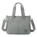 Borsa tote minimalista grigia in nylon capiente con tracolla regolabile e multitasche - Grigio