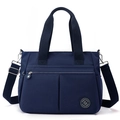 Borsa a tracolla in nylon blu scuro impermeabile con tracolla regolabile e loghi - Blu scuro