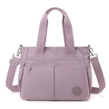 Pale purple nylon multi-pocket tote bag with adjustable shoulder strap for daily use - Elegant Purple