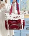 Borsa anime bianca con motivi a stelle rosse e finestra trasparente a orecchie di gatto - Rosso