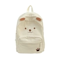 Corduroy backpack in creamy white featuring a cute cartoon bear face and 3D ears - Beige