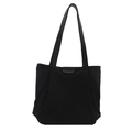 Borsa tote nera minimalista in tela di grande capacità con spalline lunghe e logo fashion - Nero