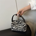Mini borsa a mano motivo zebrato con cerniera e tessuto in tela testurizzata - Zebra Print