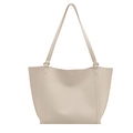 Minimalist beige tote bag in high-quality faux leather with dual long shoulder straps - White