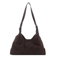 Borsa hobo in pelle scamosciata marrone scuro con tracolla regolabile e finitura opaca - Marrone