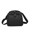 Minimalist black corduroy shell-shaped crossbody bag with adjustable wide strap and dual zippers - Black