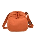Minimalist burnt orange corduroy shell crossbody bag with adjustable strap and dual zippers - Dark Brown