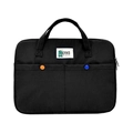 Borsa porta PC nera minimalista da 14 pollici con doppi manici e bottoni colorati - Borsa per Laptop Nera