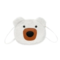 Simpatica borsa a tracolla in peluche di orso polare bianco con morbida ecopelliccia - Bianco Sporco