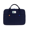 Borsa porta PC blu scuro in nylon con bottone arancione e doppi manici superiori - 13-14 Pollici / Borsa per Laptop Blu