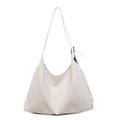 Bolso hobo minimalista de cuero marfil con correa ajustable para el uso diario - Blanco