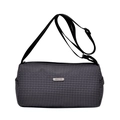 Black checkered cylinder sports bag with adjustable shoulder strap and metal plaque - One Size / Black (One Size)