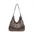 Bolso tote grande con estampado de leopardo, correa ajustable y apertura curva de moda - Marrón