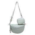 Borsa a tracolla a mezzaluna verde menta con mini borsa tonda e tracolla geometrica - Verde