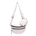 Borsa a tracolla beige minimalista con ampia tracolla e portamonete piccolo coordinato - Bianco