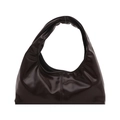 Donkere koffiebruine hobo tas van glanzend leer met geplooide hengsels voor winter 2025 - Bruin