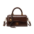 Borsa retrò marrone scuro con chiusura in metallo dorato e tracolla rimovibile - Marrone Senza Ciondolo